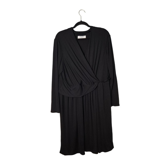 MM Lafleur Dresses & Skirts - MM Lafleur Morgan Faux Wrap Dress Knit Crepe Black Womens +2 2X